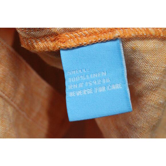 J McLaughlin Shirt Womens Medium Orange 100% Linen Button Front Long Sleeve Brit - Picture 5 of 6